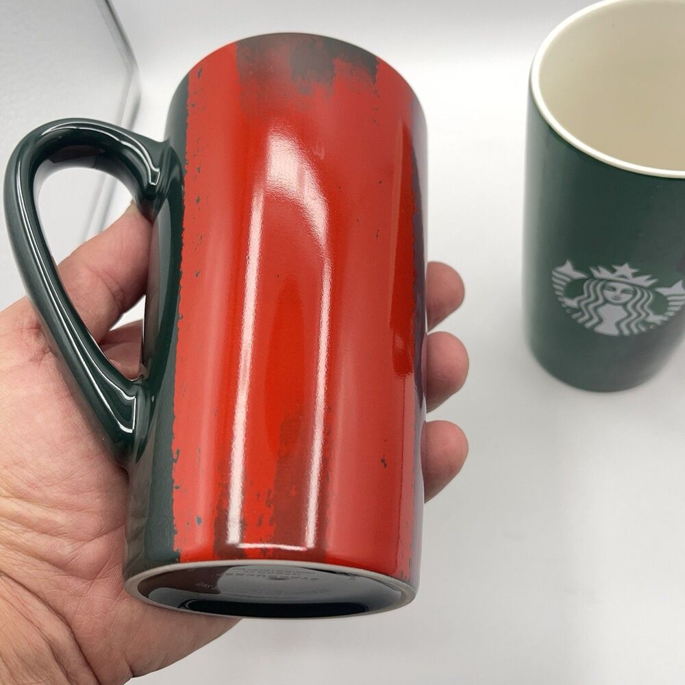 Starbucks Mugs 2021 Holiday Brush Strokes 16 oz Tall Ceramic Coffee Set of 2 - Picture 9 of 16